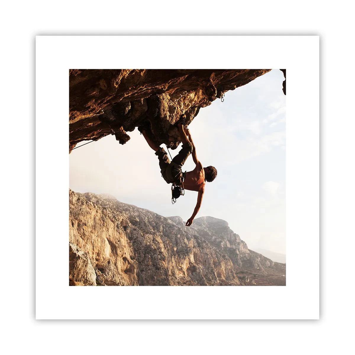 Poster - Die Welt ist in einer Hand auf einem Felsblock geschrumpft - 30x30 cm