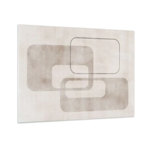 Glasbild - Bild auf glas - Minimalistische beige Rechtecke auf hellem Hintergrund - 70x50cm - Geometrische Fuge - Moderne Wanddekoration für Wohnzimmer und Schlafzimmer ARTTOR
