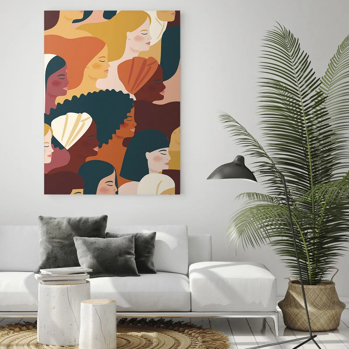Glasbild - Bild auf glas - Stilvolle Darstellung vielfältiger weiblicher Silhouetten - 50x70cm - Nur Weiblichkeit - Moderne Wanddekoration für Wohnzimmer und Schlafzimmer ARTTOR