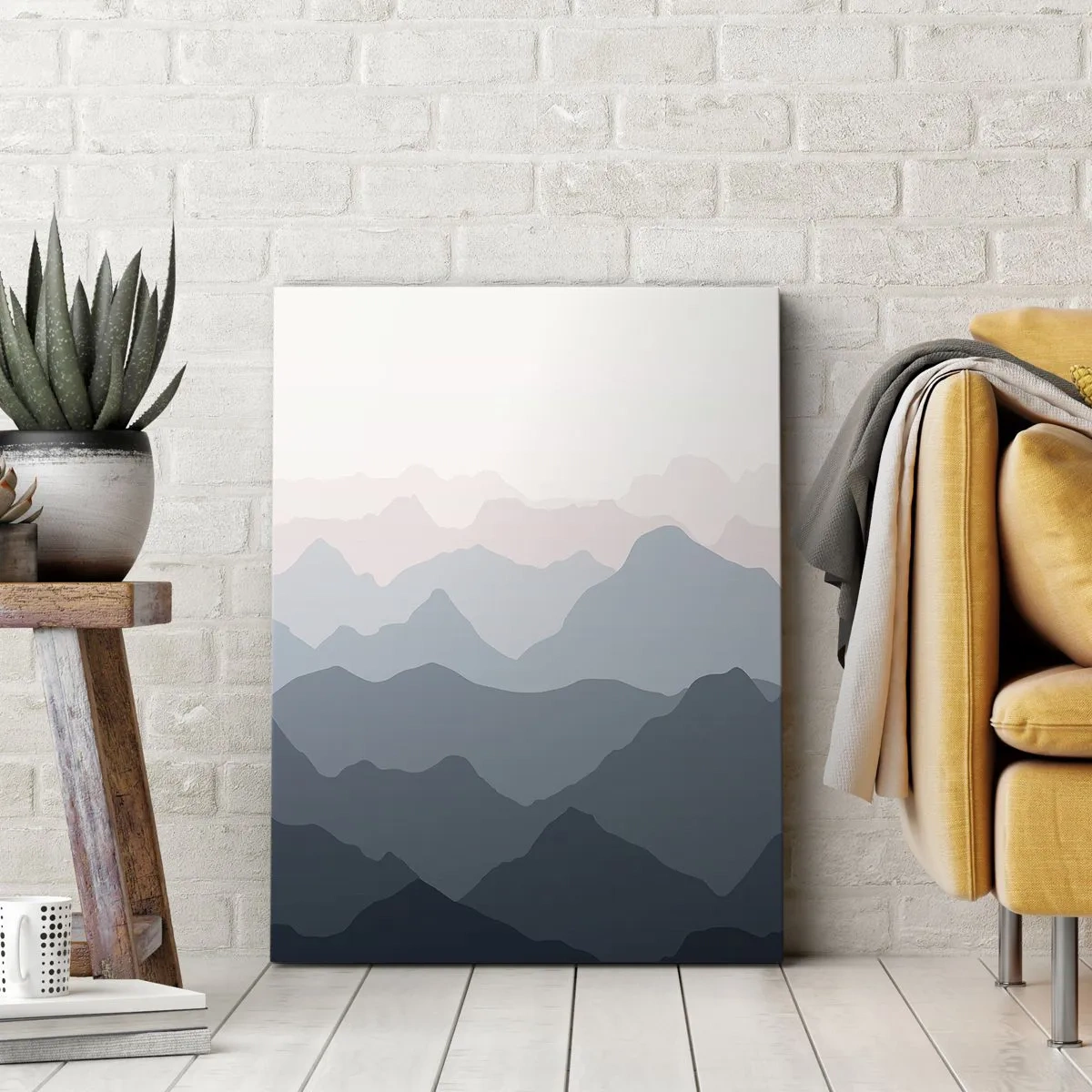 Bild auf Leinwand - Leinwandbild - Wellen der Berge - 45x80 cm