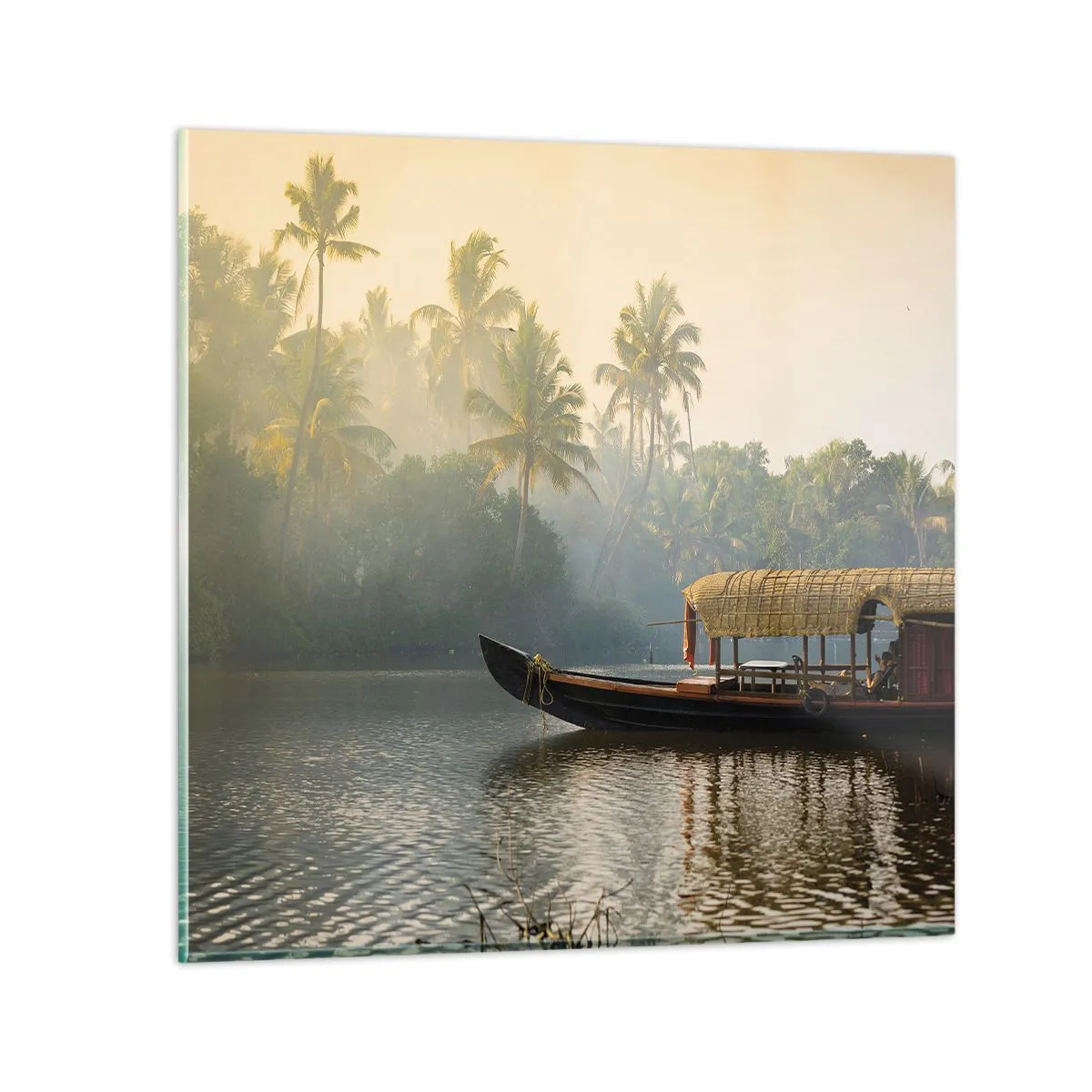 Glasbild - Bild auf glas - Haus am Fluss - 70x70 cm