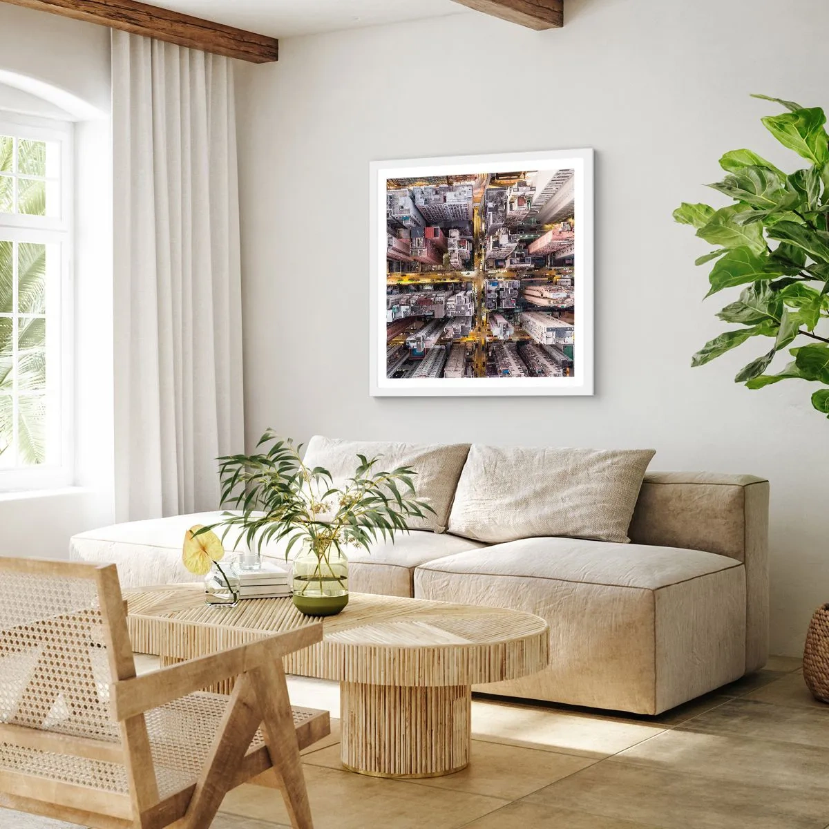 Poster in einem weißen Rahmen - Grüße aus Hongkong - 40x40 cm