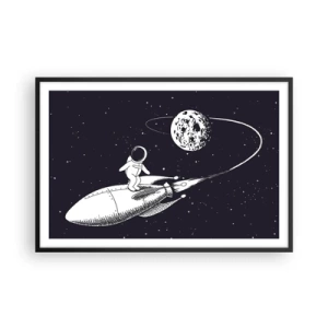 Poster in einem schwarzem Rahmen - Weltraumsurfer - 91x61 cm