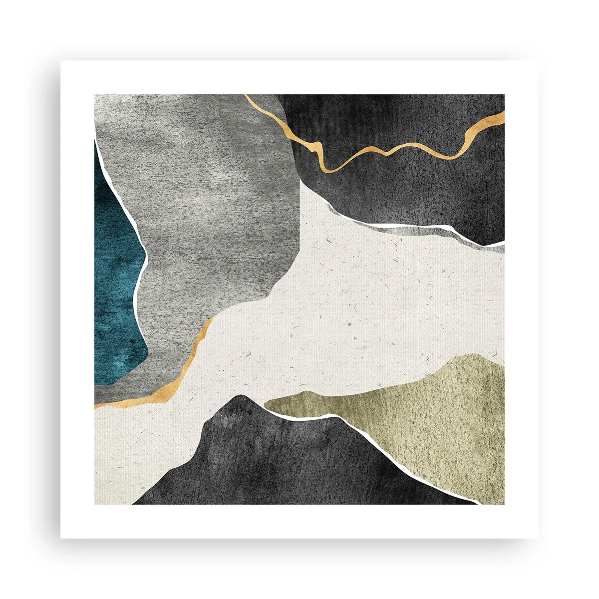 Poster - Mosaikkomposition mit Goldfaden - 50x50 cm