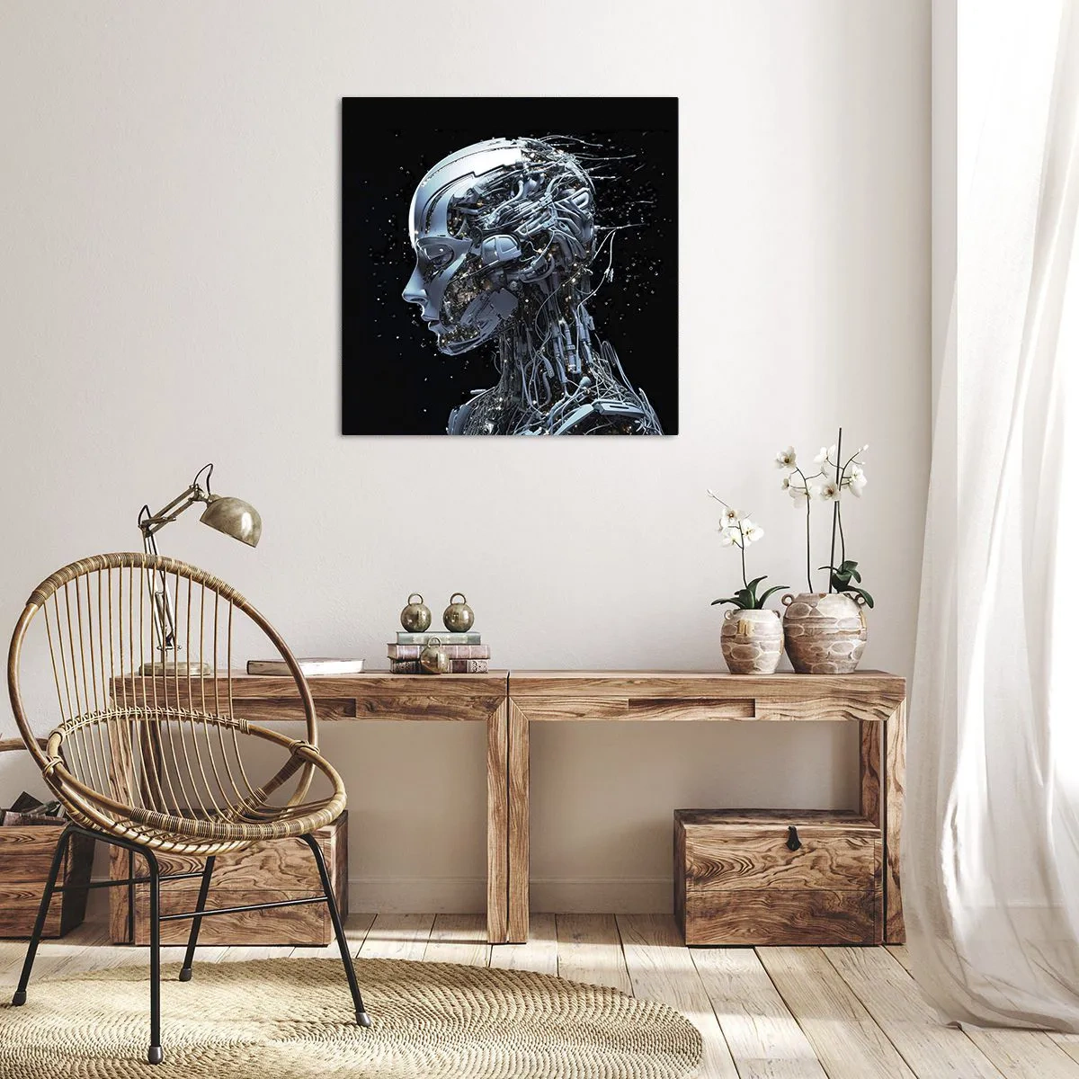 Bild auf Leinwand - Leinwandbild - Technologie ist eine Frau - 70x70 cm