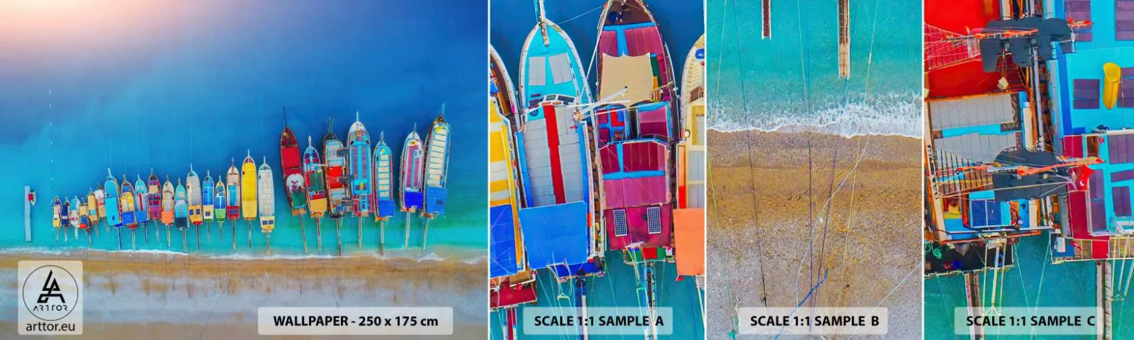 Fototapeten Muster Selbstklebend Deluxe Sticker - Aus der Vogelperspektive - Landschaft, Strand, Meer - 100x30 cm