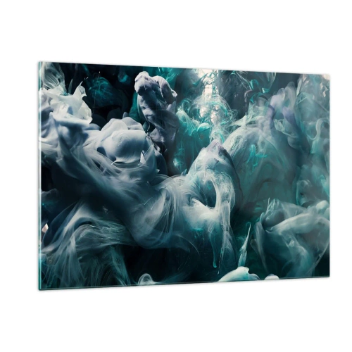 Glasbild - Bild auf glas - Der Tanz der Farben im Wasser erzeugt abstrakte Formen - 120x80cm - Farbbewegung - Moderne Wanddekoration für Wohnzimmer und Schlafzimmer ARTTOR