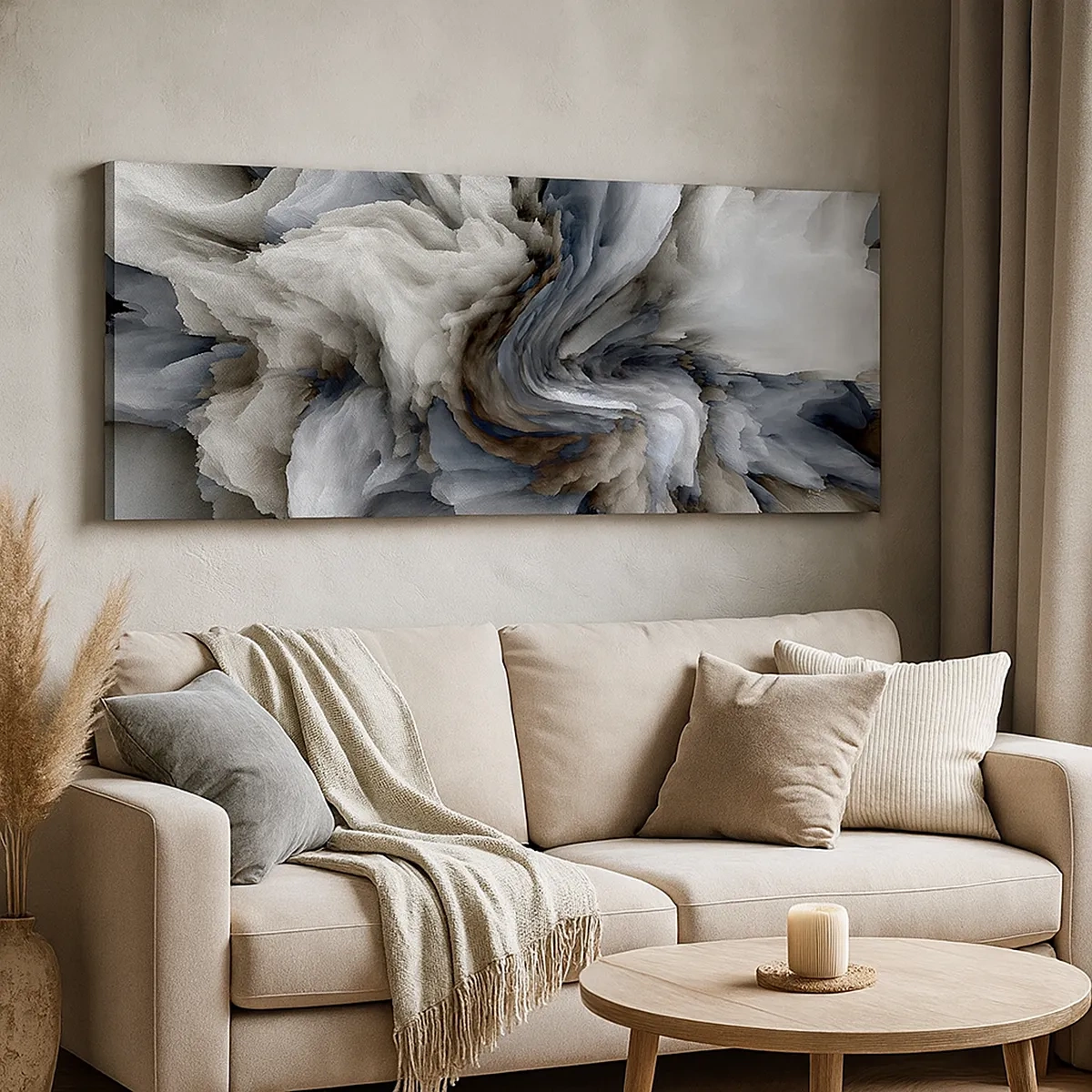 Bild auf Leinwand - Leinwandbild - Stein und Blume - 30x30 cm