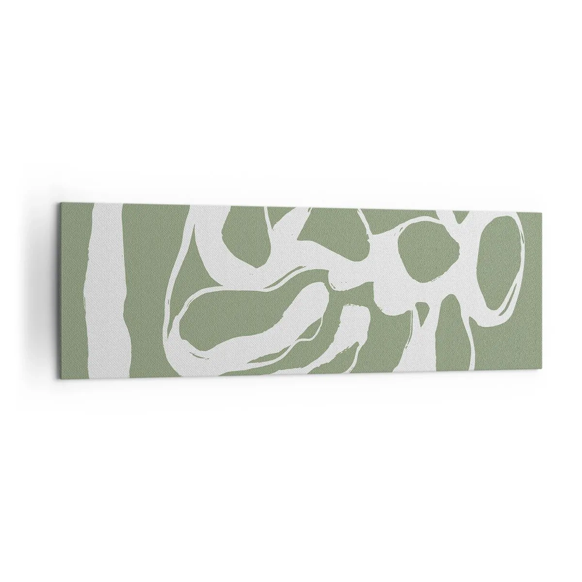 Bild auf Leinwand - Leinwandbild - Organische Formen in Weiß auf grünem Hintergrund - 160x50cm - Ruf des Weltraums - Moderne Wanddekoration für Wohnzimmer und Schlafzimmer ARTTOR
