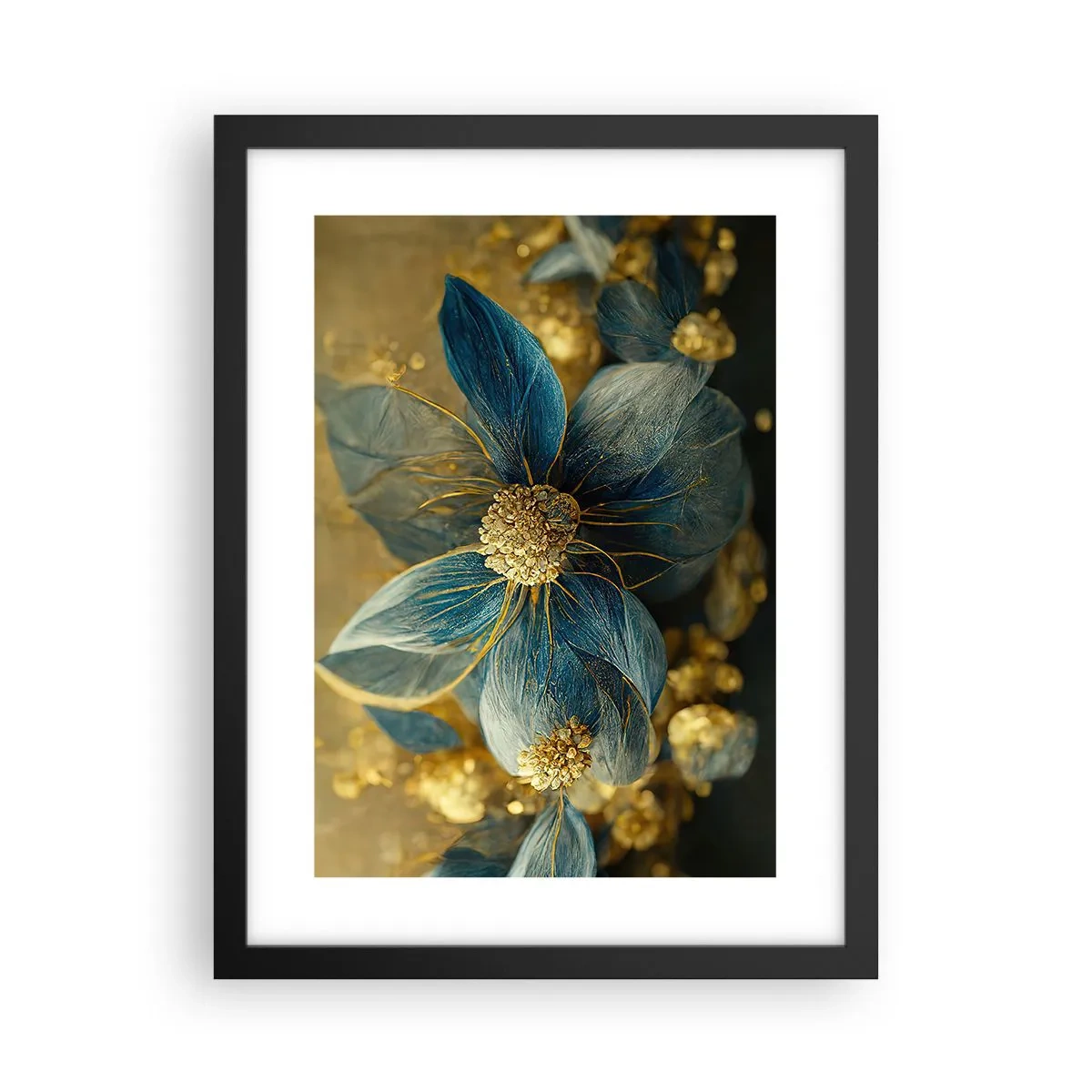 Poster in einem schwarzem Rahmen - Mit Gold blühen - 30x40 cm