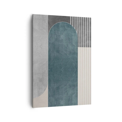 Bild auf Leinwand - Leinwandbild - Geometrische Abstraktion in Grau- und Grüntönen - 50x70cm - Komposition auf der Ebene - Moderne Wanddekoration für Wohnzimmer und Schlafzimmer ARTTOR