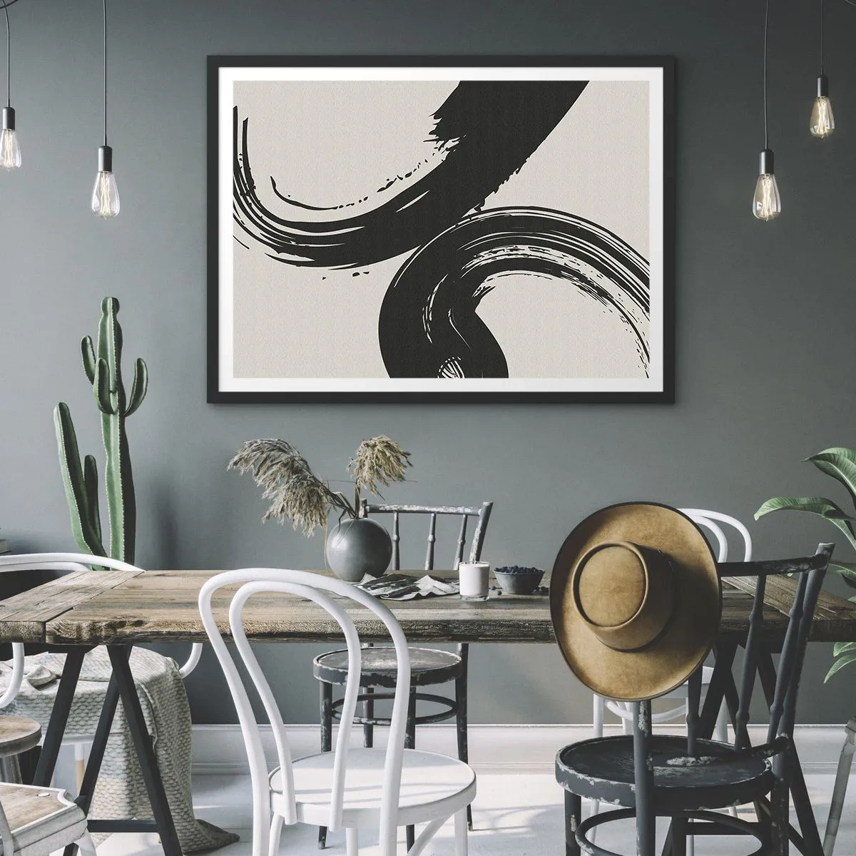 Poster in einem schwarzem Rahmen - Ausladend und kreisförmig - 50x40 cm