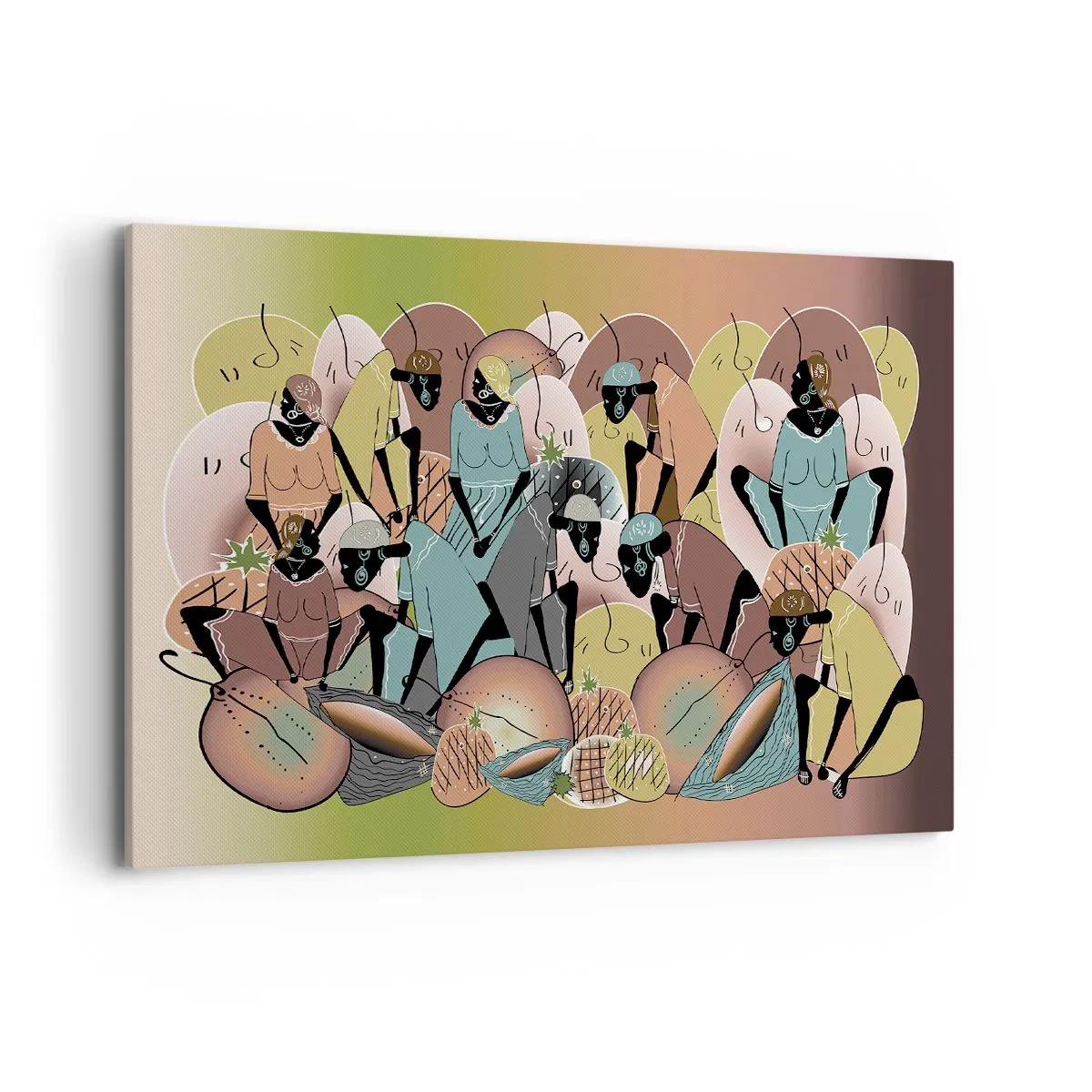 Bild auf Leinwand - Leinwandbild - Eine farbenfrohe abstrakte Komposition, inspiriert von der afrikanischen Kultur - 100x70cm - Ein toller Urlaub steht bevor - Moderne Wanddekoration für Wohnzimmer und Schlafzimmer ARTTOR