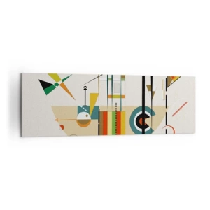 Bild auf Leinwand - Leinwandbild - Bunte Abstraktion mit geometrischen Formen - 160x50cm - Und die Welt lacht - Moderne Wanddekoration für Wohnzimmer und Schlafzimmer ARTTOR