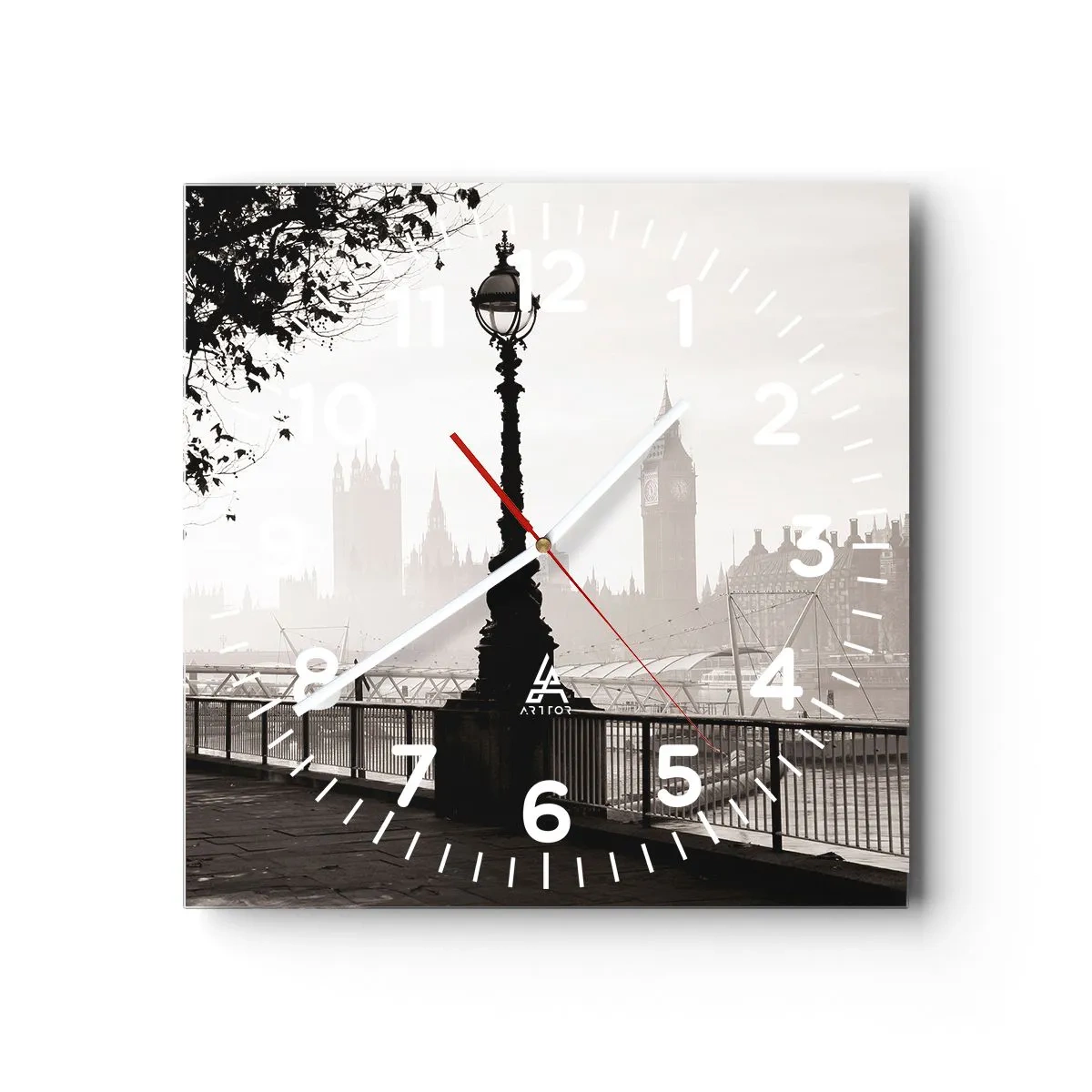 Wanduhr - Glasuhr - Londoner Morgen - 30x30 cm