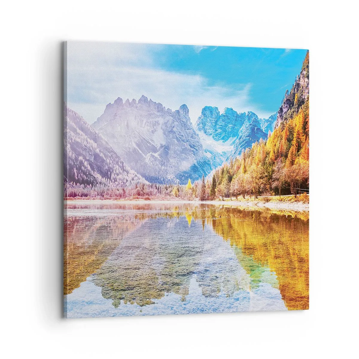 Bild auf Leinwand - Leinwandbild - Und in den Bergen ist es schon Herbst - 60x60 cm