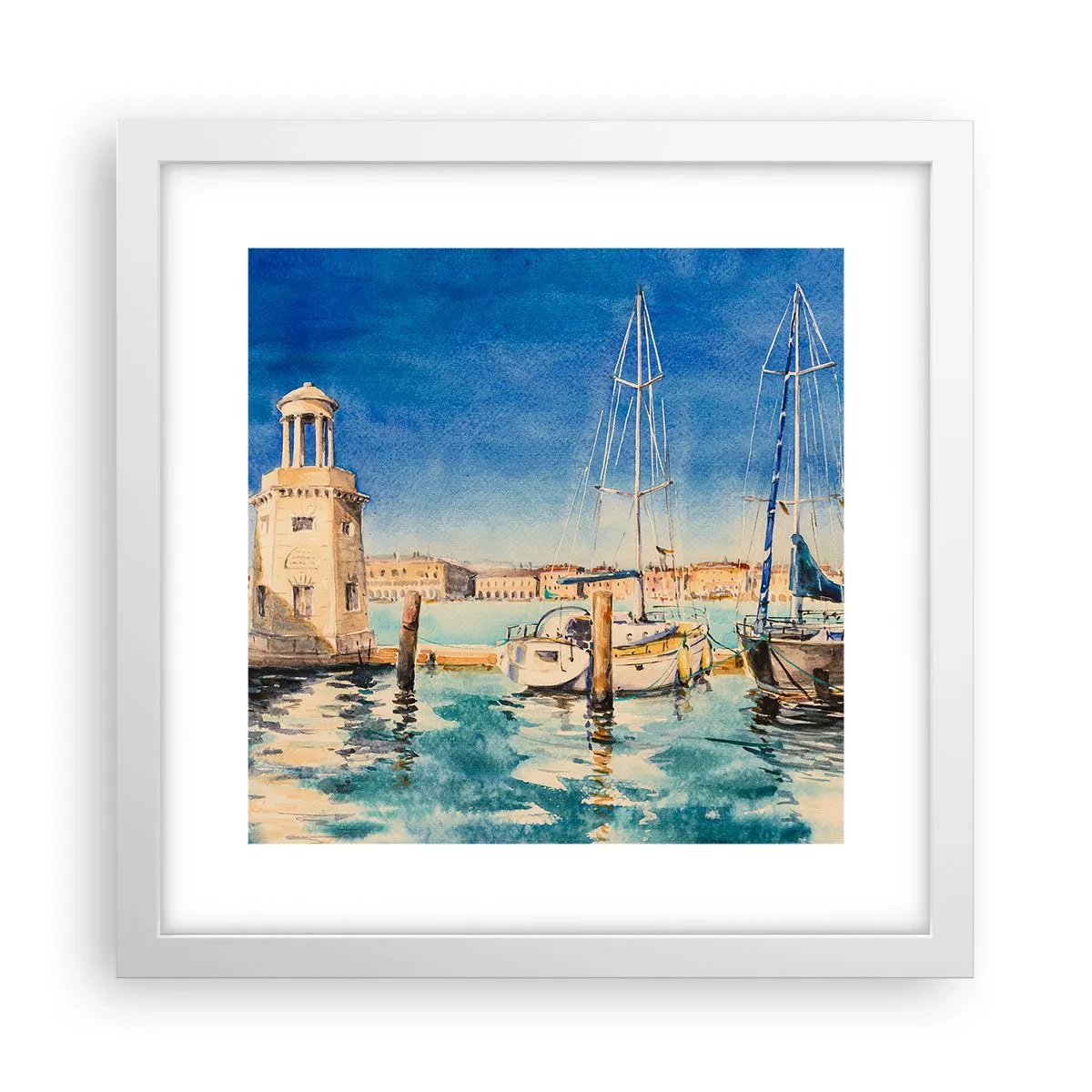 Poster in einem weißen Rahmen - Sonnige Lagune - 30x30 cm
