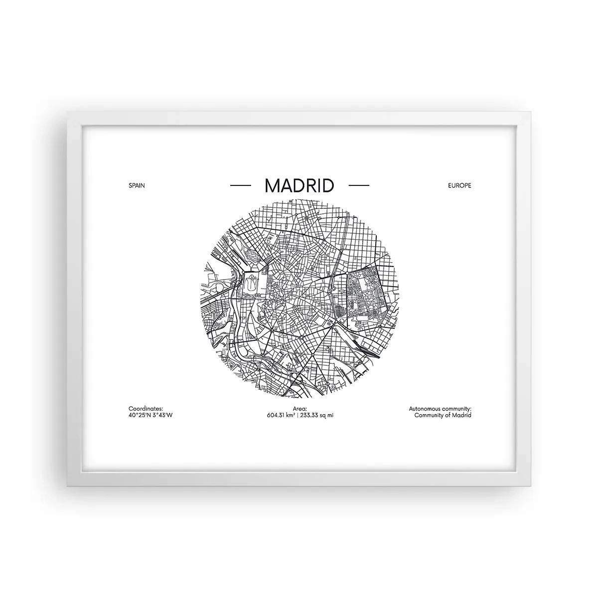 Poster in einem weißen Rahmen - Anatomie von Madrid - 50x40 cm