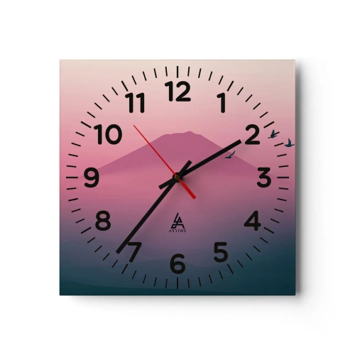 Wanduhr - Glasuhr - Wanderer über den Wolken - 40x40 cm