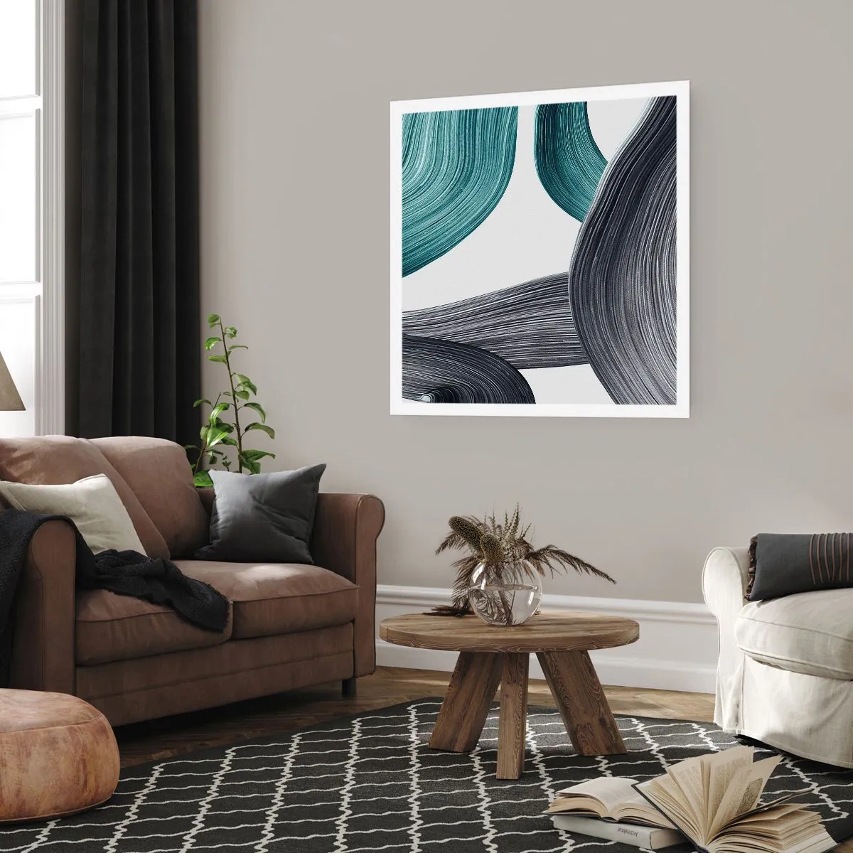 Poster - Smaragdgrüne und schwarze Pfade - 30x30 cm