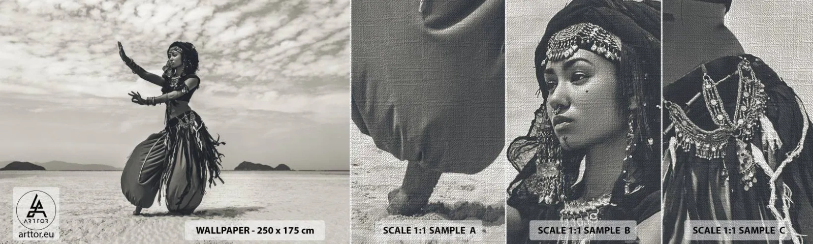 Fototapeten Muster Premium Canvas - Der Tanz der südlichen Inseln - Tänzer, Indien, Orient - 100x30 cm