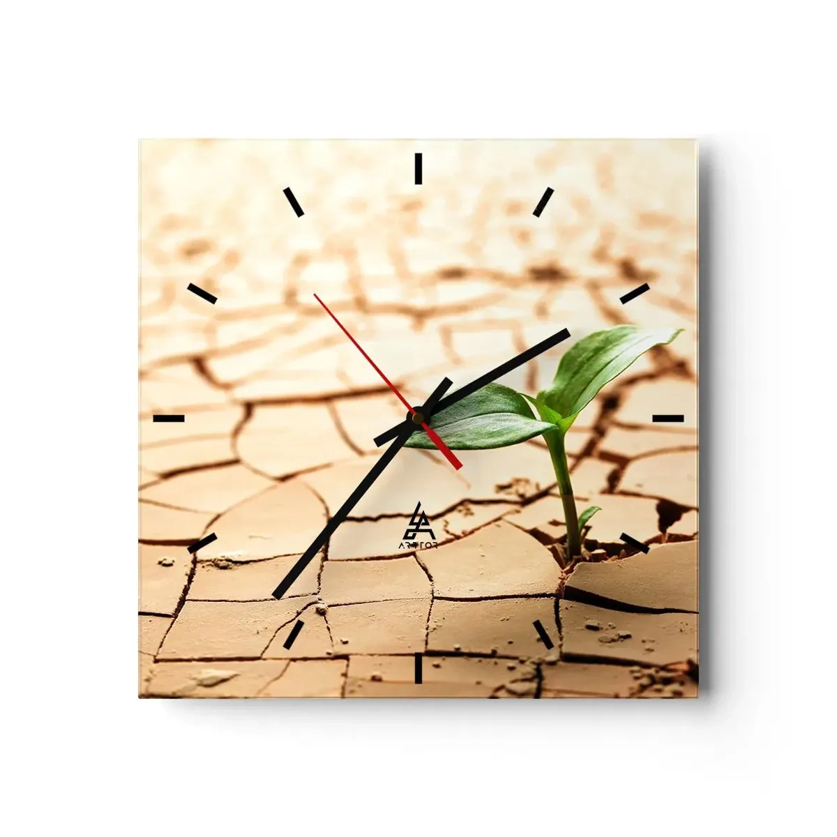 Wanduhr - Glasuhr - Die unbezähmbare Kraft des Lebens - 40x40 cm