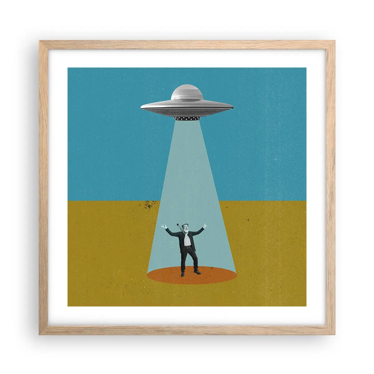 Poster in einem Rahmen aus heller Eiche - Nahe Begegnung - 50x50 cm