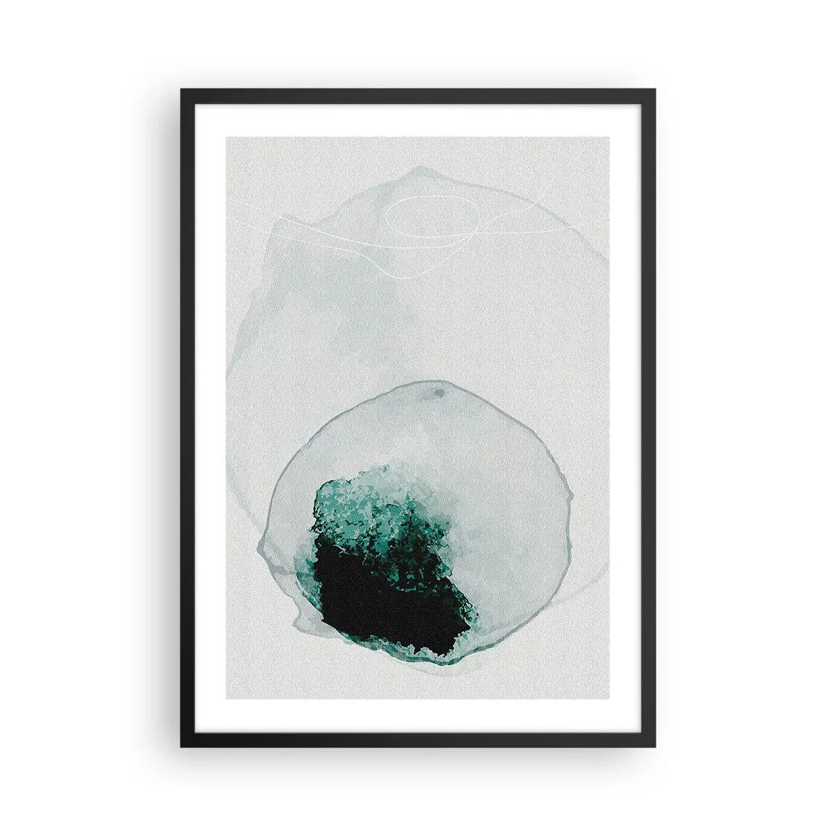Poster in einem schwarzem Rahmen - Abstrakte organische Form in Grüntönen - 50x70cm - In einem Tropfen Wasser - Moderne Wanddekoration für Wohnzimmer und Schlafzimmer ARTTOR