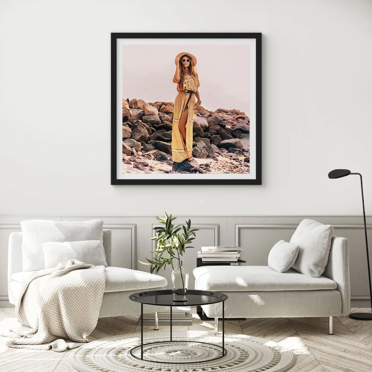 Poster in einem schwarzem Rahmen - Die Magie der Steine - 50x50 cm