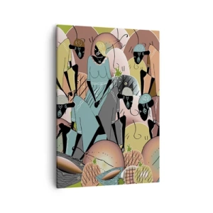 Bild auf Leinwand - Leinwandbild - Eine farbenfrohe abstrakte Komposition, inspiriert von der afrikanischen Kultur - 50x70cm - Ein toller Urlaub steht bevor - Moderne Wanddekoration für Wohnzimmer und Schlafzimmer ARTTOR