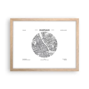 Poster in einem Rahmen aus heller Eiche - Anatomie von Warschau - 40x30 cm