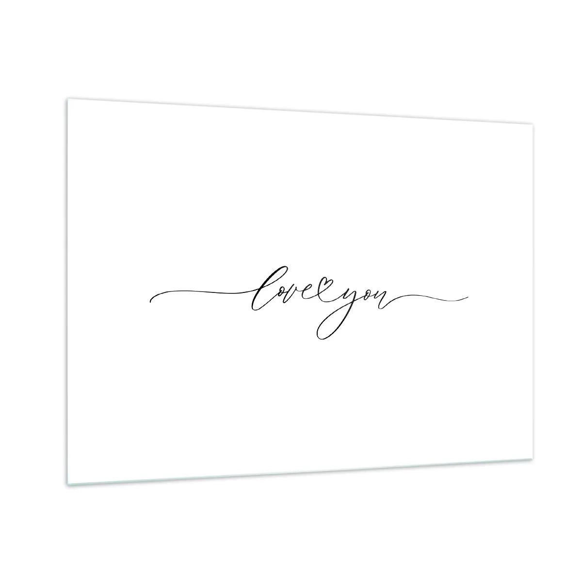 Glasbild - Bild auf glas - Minimalistische Aufschrift „Ich liebe dich“ auf weißem Hintergrund - 100x70cm - Schwarz auf weiß - Moderne Wanddekoration für Wohnzimmer und Schlafzimmer ARTTOR