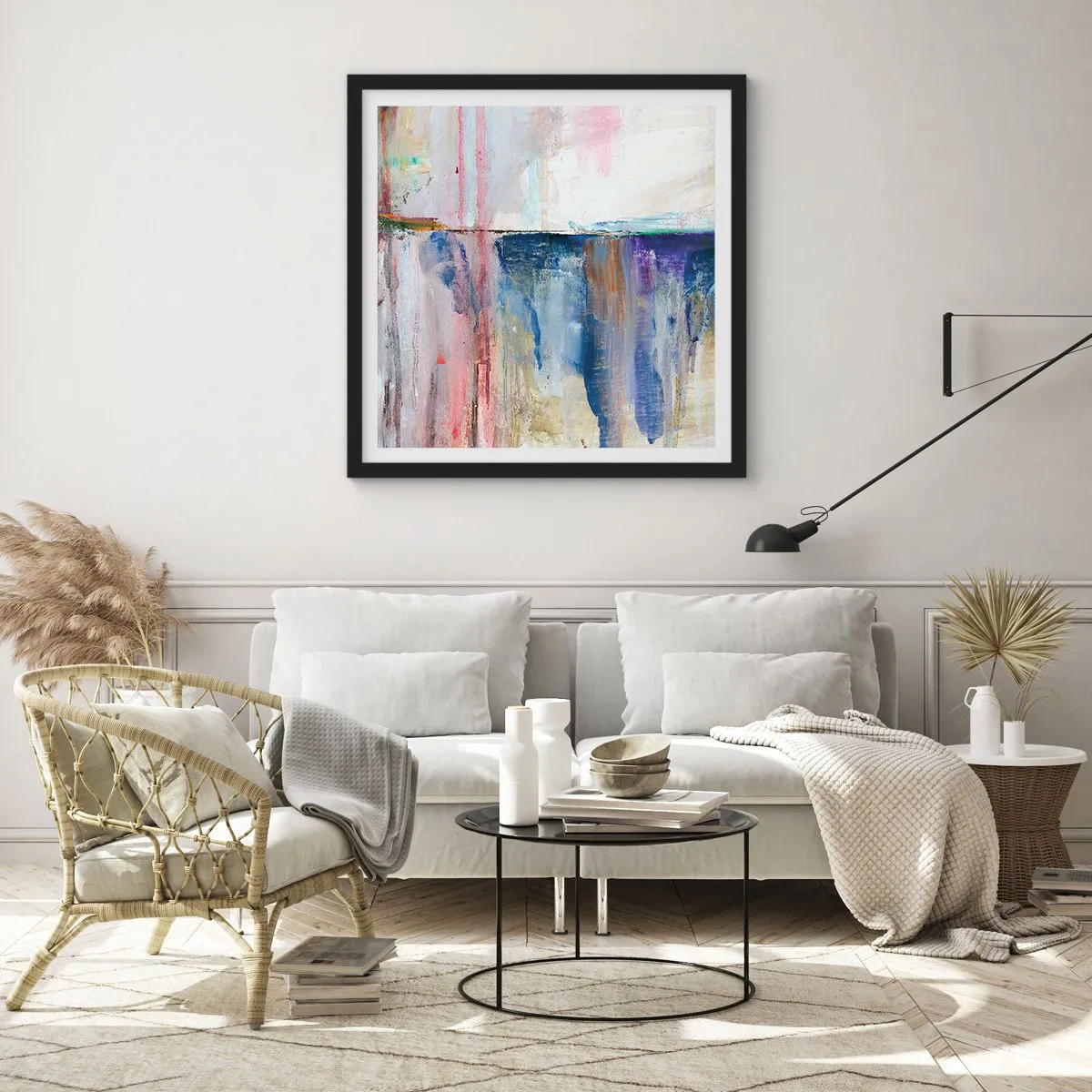 Poster in einem schwarzem Rahmen - Bunte Eindrücke und Assoziationen - 60x60 cm