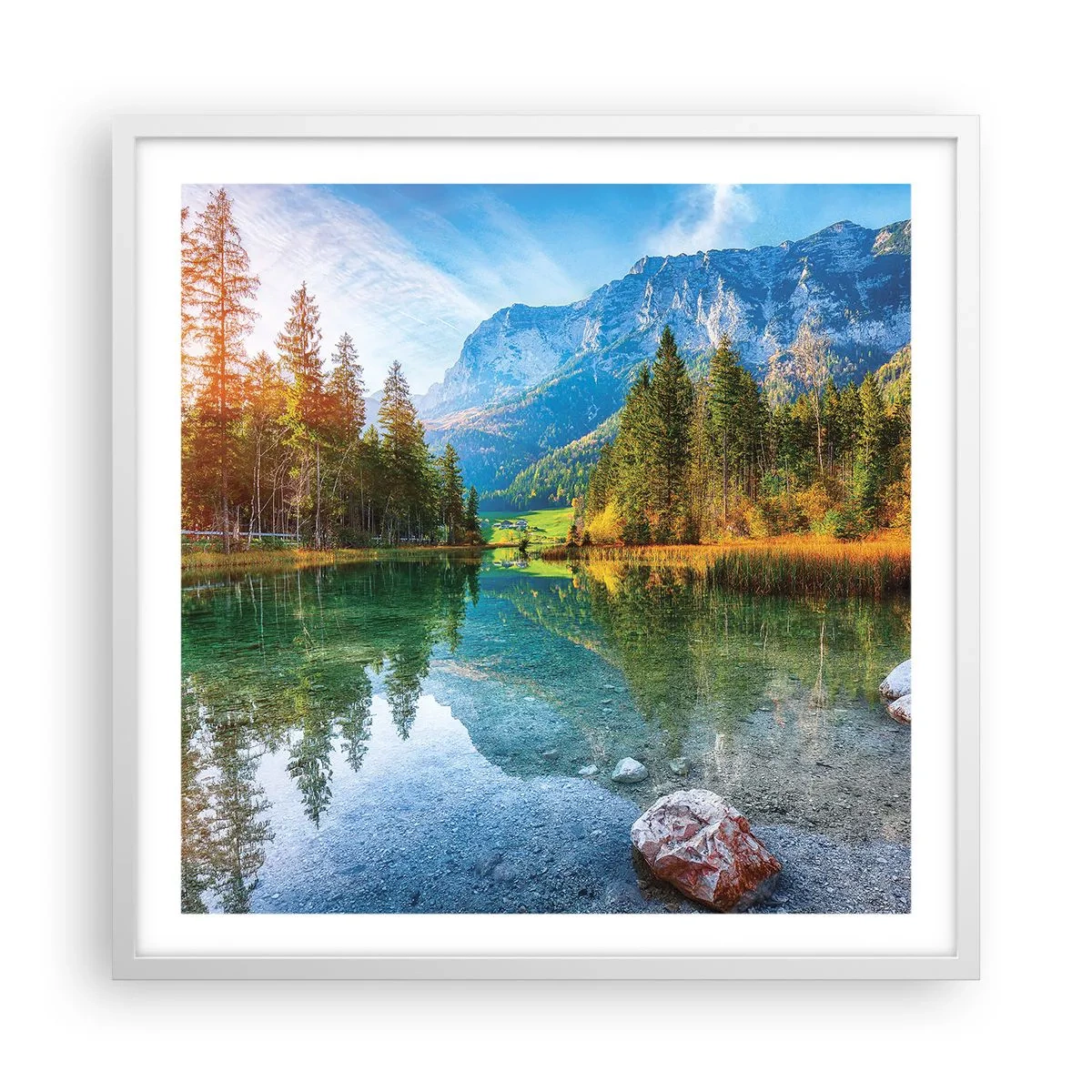 Poster in einem weißen Rahmen - Die Sanftheit des Herbstes - 60x60 cm