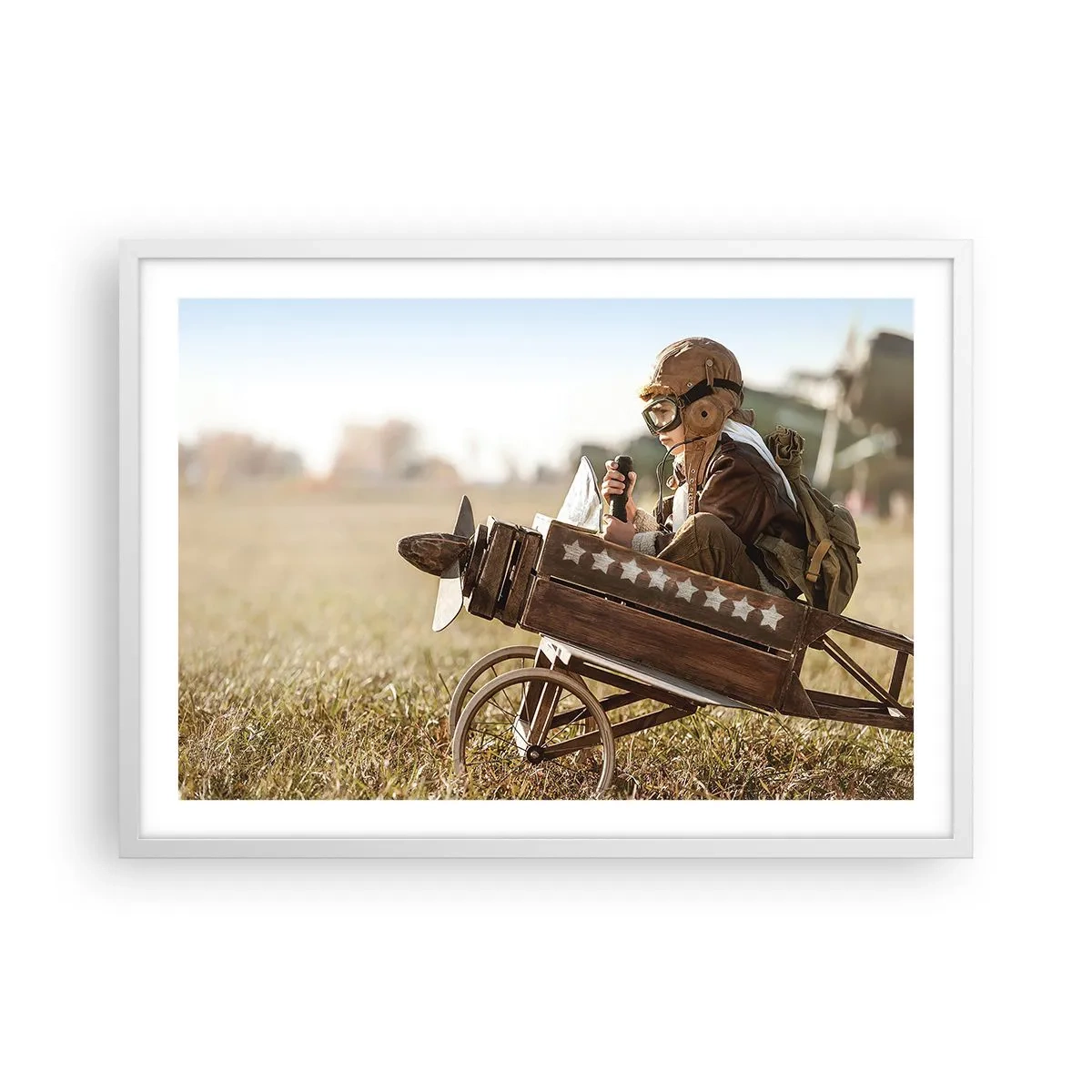 Poster in einem weißen Rahmen - Start in Richtung eines Traums - 70x50 cm