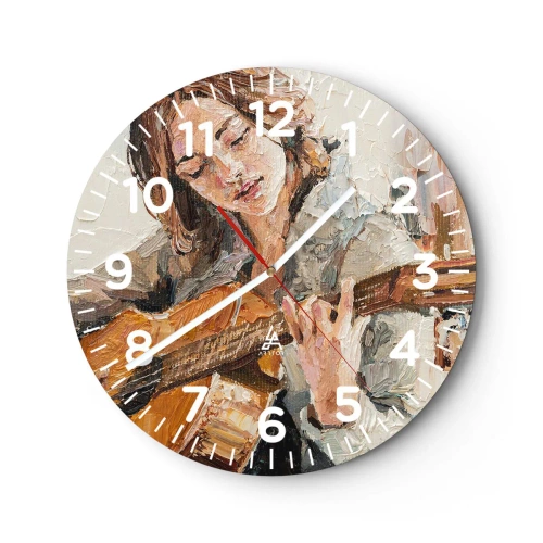 Wanduhr - Glasuhr - Konzert für Gitarre und Mädchenherz - 40x40 cm