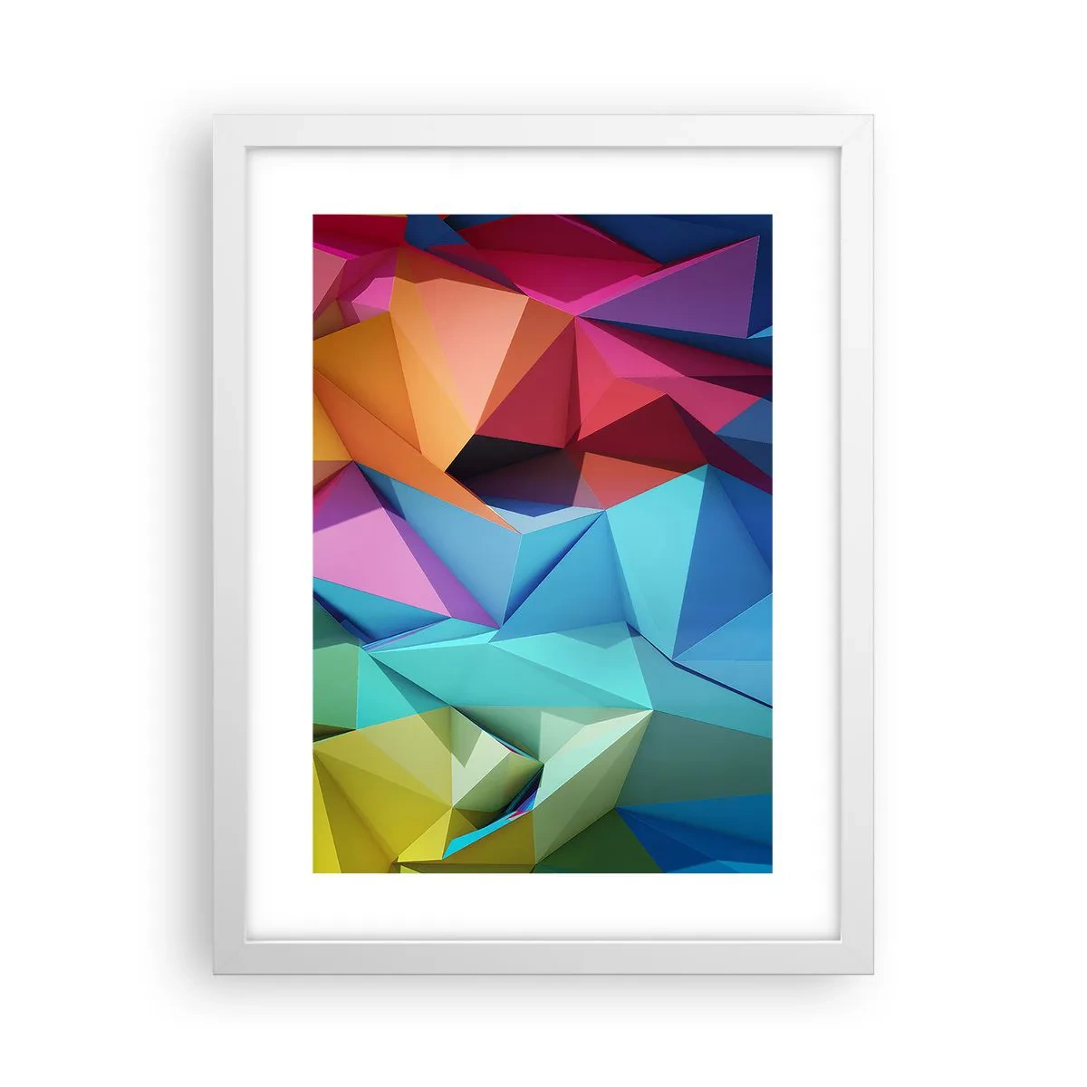 Poster in einem weißen Rahmen - Regenbogen-Origami - 30x40 cm