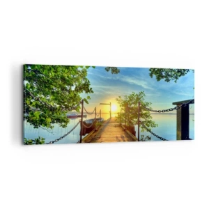 Bild auf Leinwand - Leinwandbild - Westen auf dem Wasser - 100x40 cm