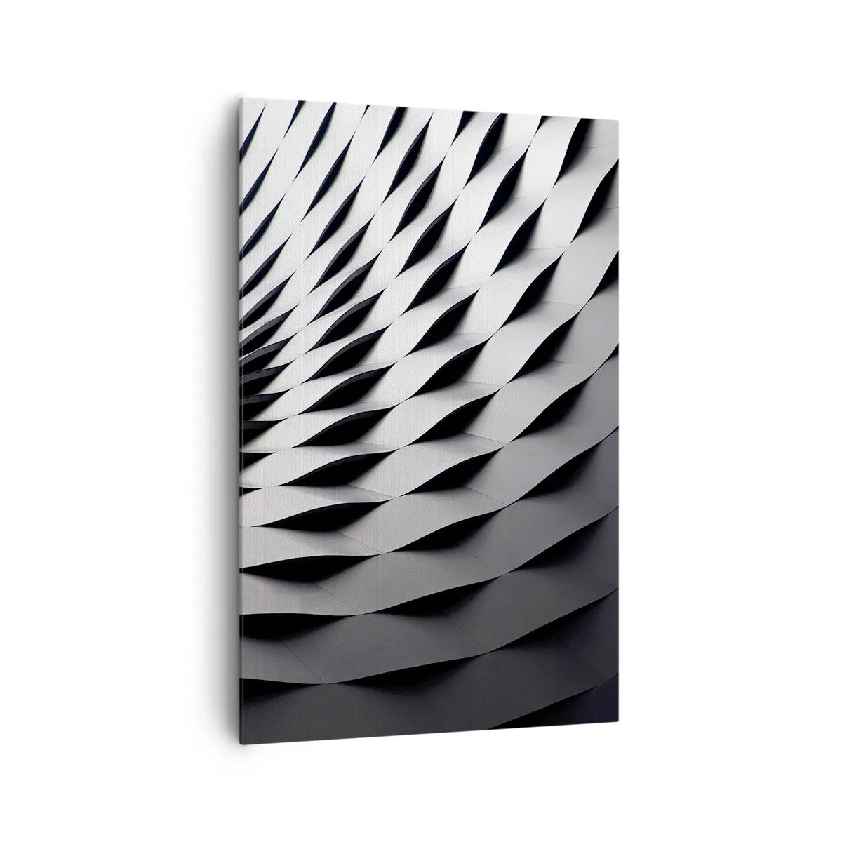 Bild auf Leinwand - Leinwandbild - Abstraktes geometrisches Muster in Schwarz-Weiß-Tönen - 80x120cm - Auf der Oberfläche der Wellen - Moderne Wanddekoration für Wohnzimmer und Schlafzimmer ARTTOR