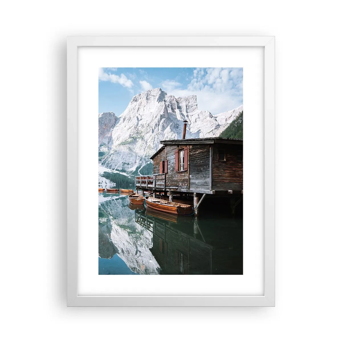 Poster in einem weißen Rahmen - Kristallklarer Bergmorgen - 30x40 cm