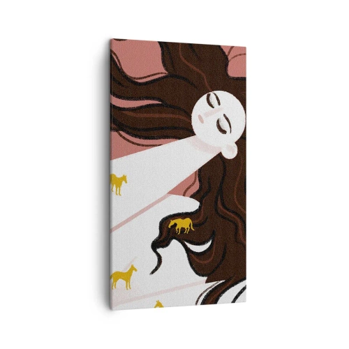 Bild auf Leinwand - Leinwandbild - Traum von einem goldenen Pferd - 45x80 cm