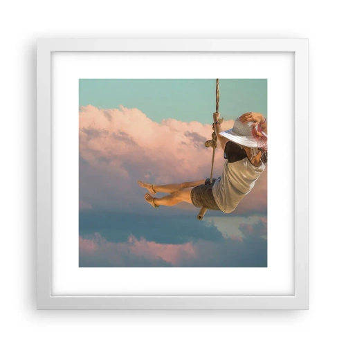 Poster in einem weißen Rahmen - Spaß in den Wolken - 30x30 cm