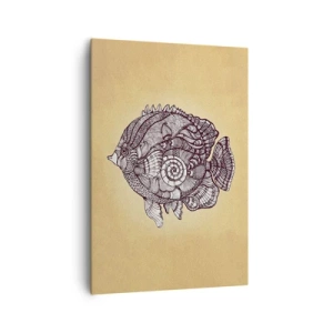 Bild auf Leinwand - Leinwandbild - Dekorativer Fisch im Zeichenstil mit Mustern - 70x100cm - Aus dem Ozean der Ornamente - Moderne Wanddekoration für Wohnzimmer und Schlafzimmer ARTTOR