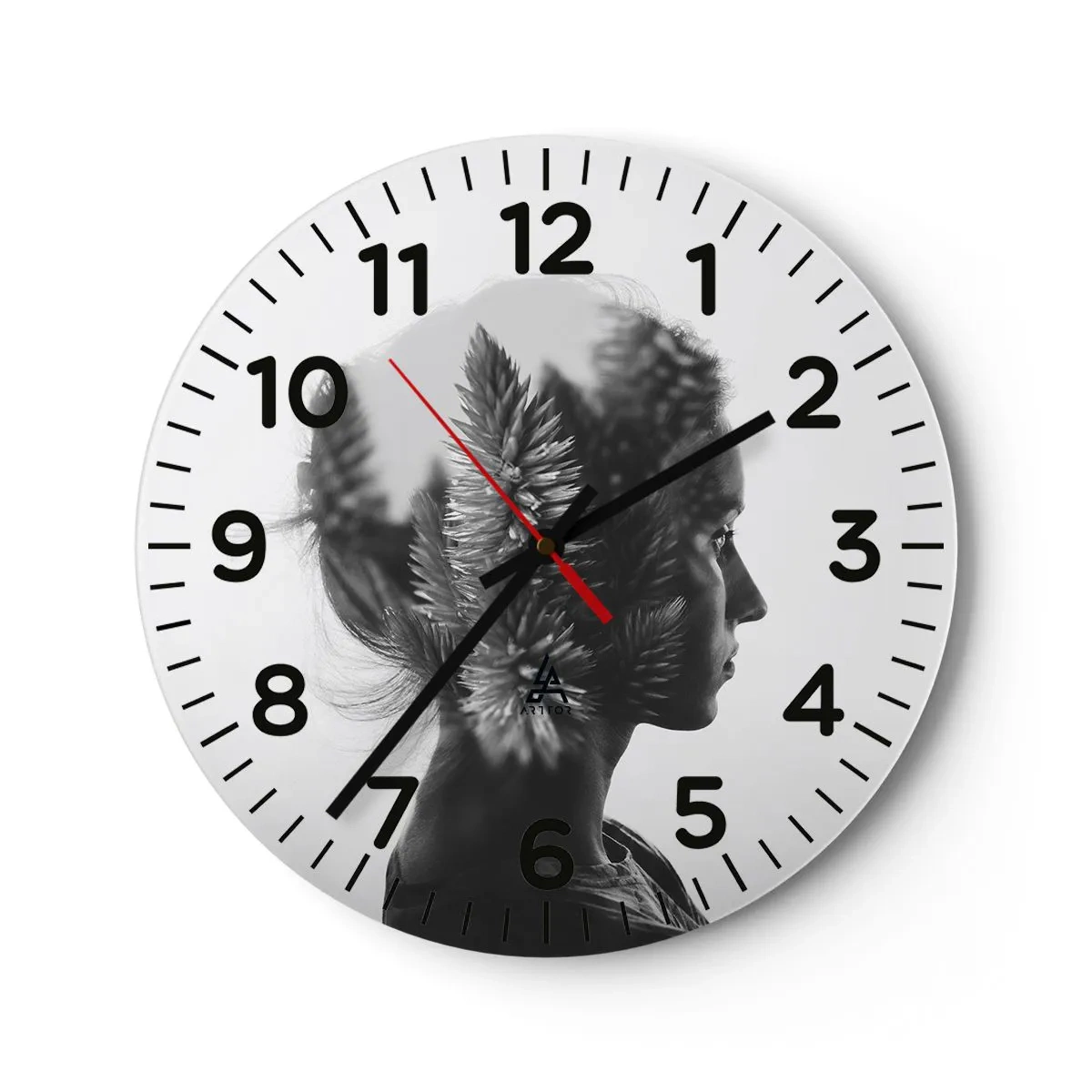 Wanduhr - Glasuhr - Dame des Kiefernwaldes - 40x40 cm