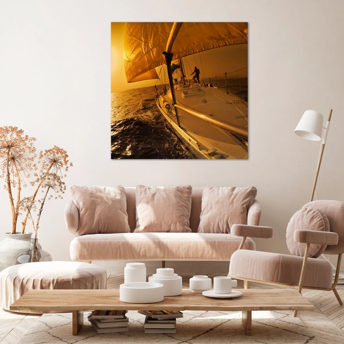 Bild auf Leinwand - Leinwandbild - Ein goldener Abend nach einem bunten Tag - 40x40 cm