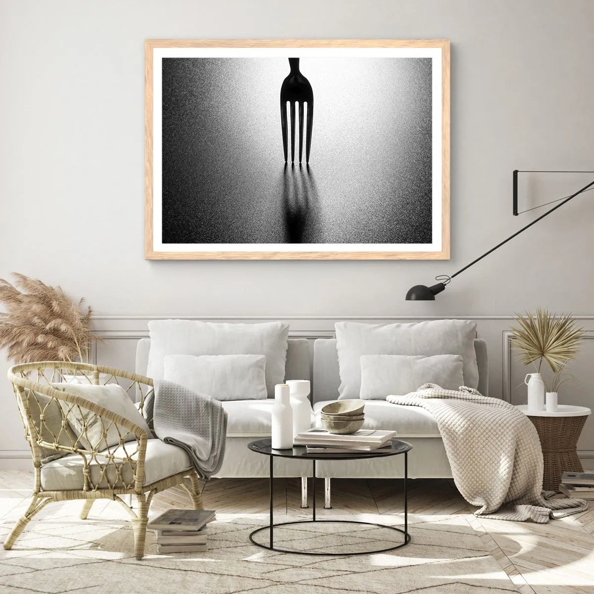 Poster in einem Rahmen aus heller Eiche - Licht und Schatten - 70x50 cm