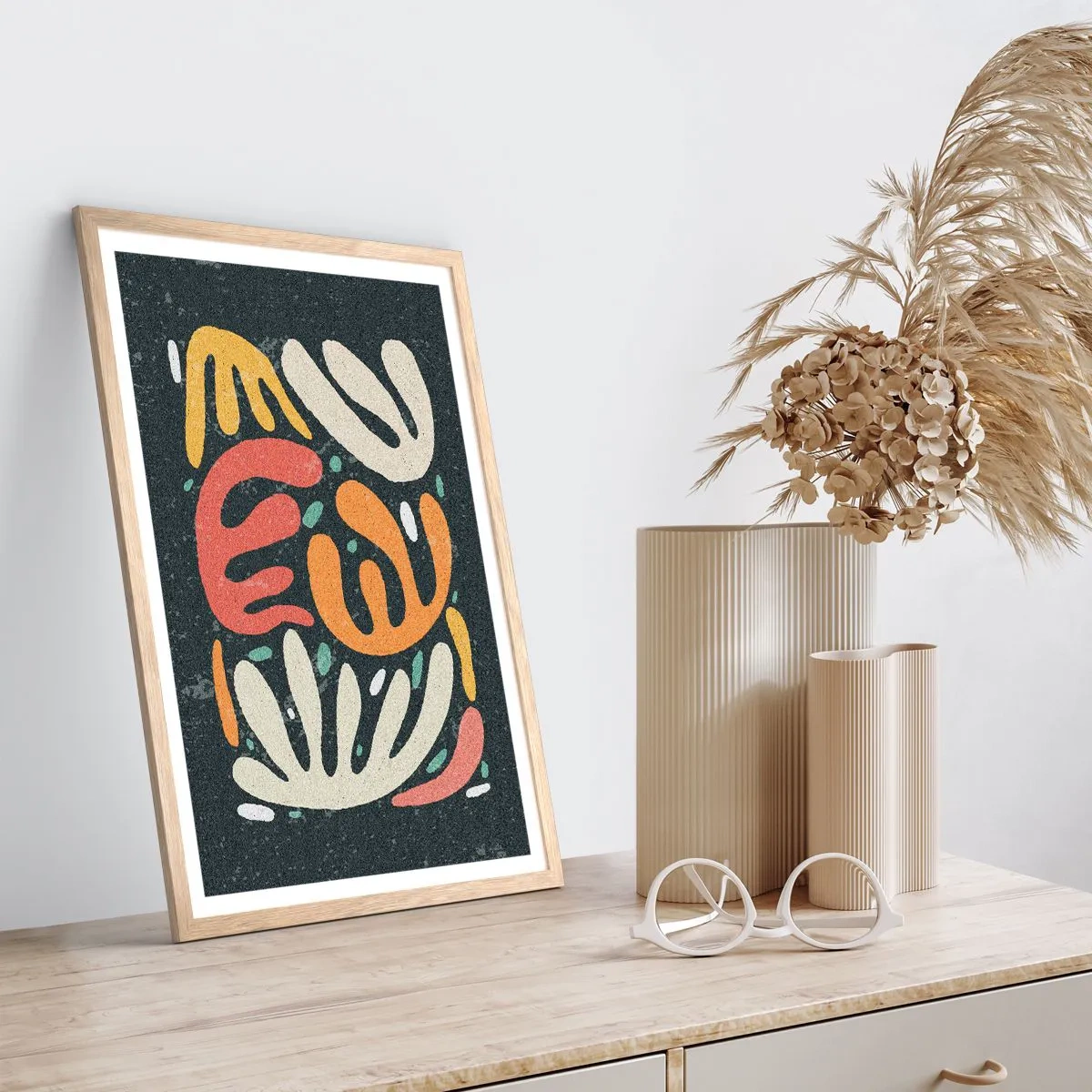 Poster in einem Rahmen aus heller Eiche - Komposition – Ich erwische dich gleich - 30x40 cm