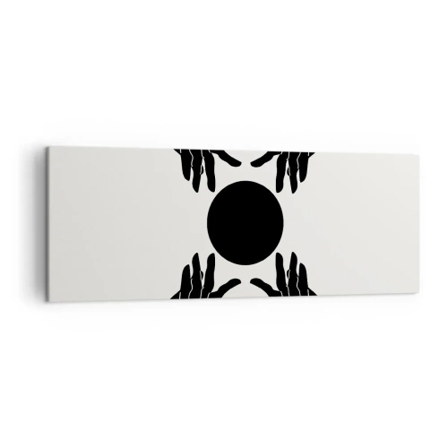 Bild auf Leinwand - Leinwandbild - Schwarze Hände in einer symmetrischen Komposition mit einer Kugel - 140x50cm - Geheimes Zeichen - Moderne Wanddekoration für Wohnzimmer und Schlafzimmer ARTTOR