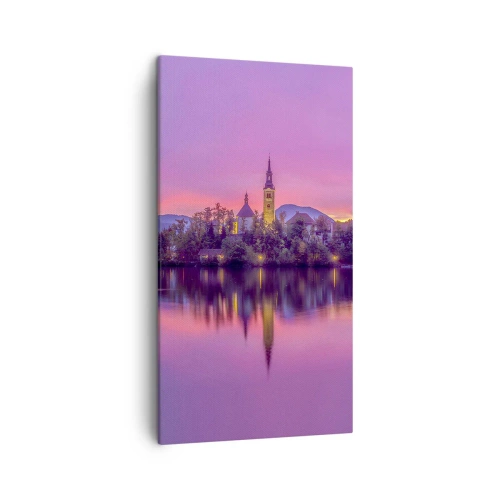 Bild auf Leinwand - Leinwandbild - Eine märchenhafte Insel in der Abenddämmerung - 45x80 cm