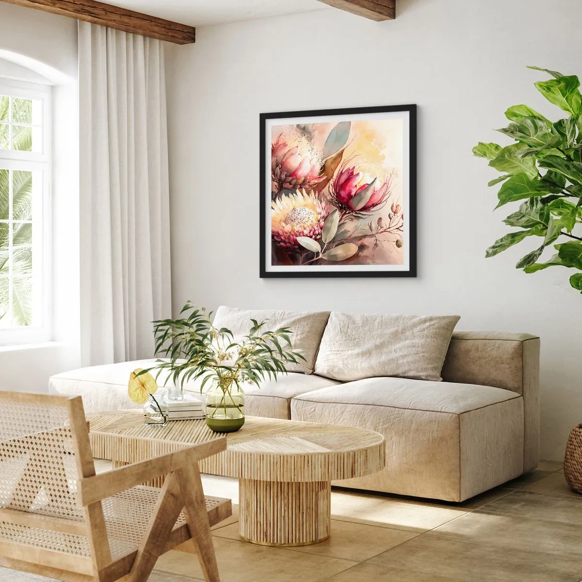 Poster in einem schwarzem Rahmen - Im Profil und en face - 60x60 cm